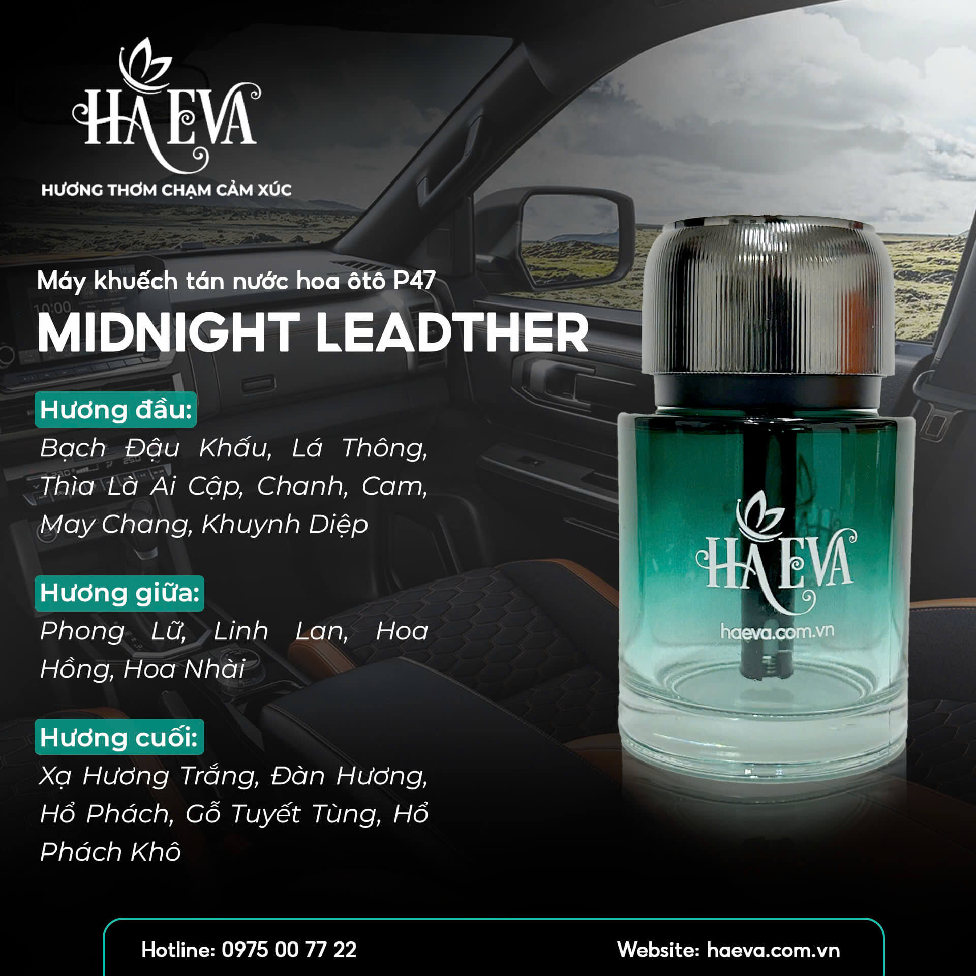 MÁY KHUẾCH TÁN Ô TÔ P47 - MIDNIGHT LEATHER